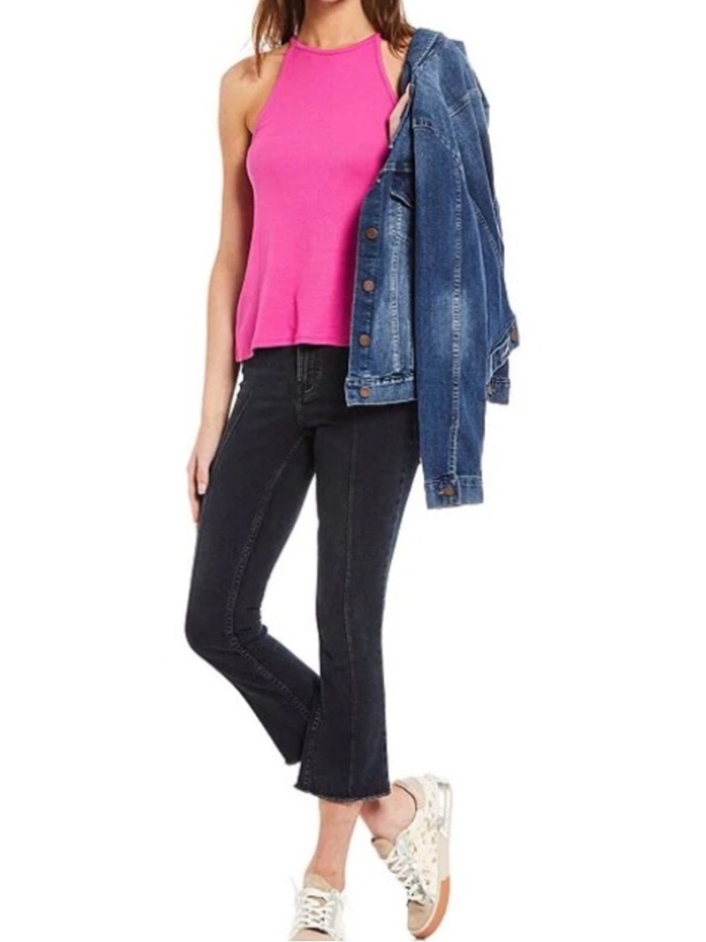 NWT $69 Calvin Klein High Rise Kick Boot Cropped Raw Hem Jean Washed Black Sz 32